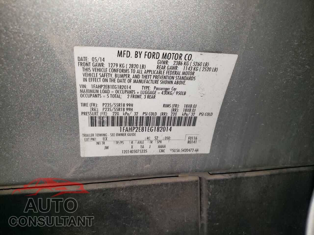 FORD TAURUS 2014 - 1FAHP2E81EG182014