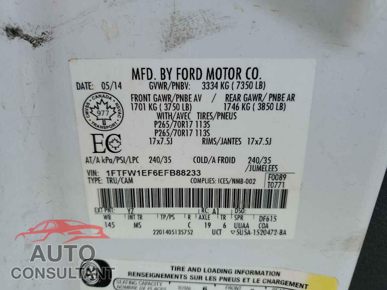 FORD F-150 2014 - 1FTFW1EF6EFB88233