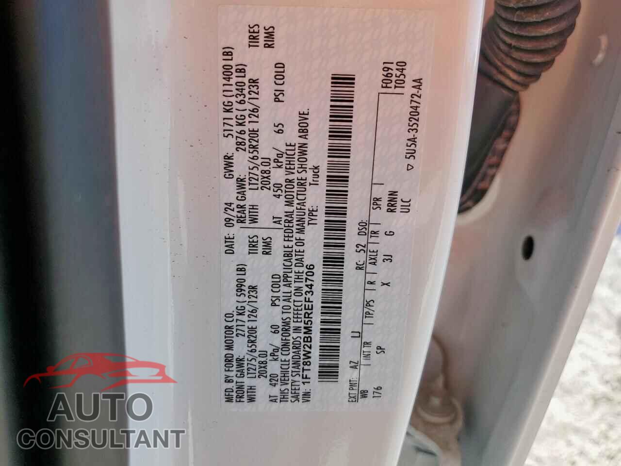 FORD F250 2024 - 1FT8W2BM5REF34706