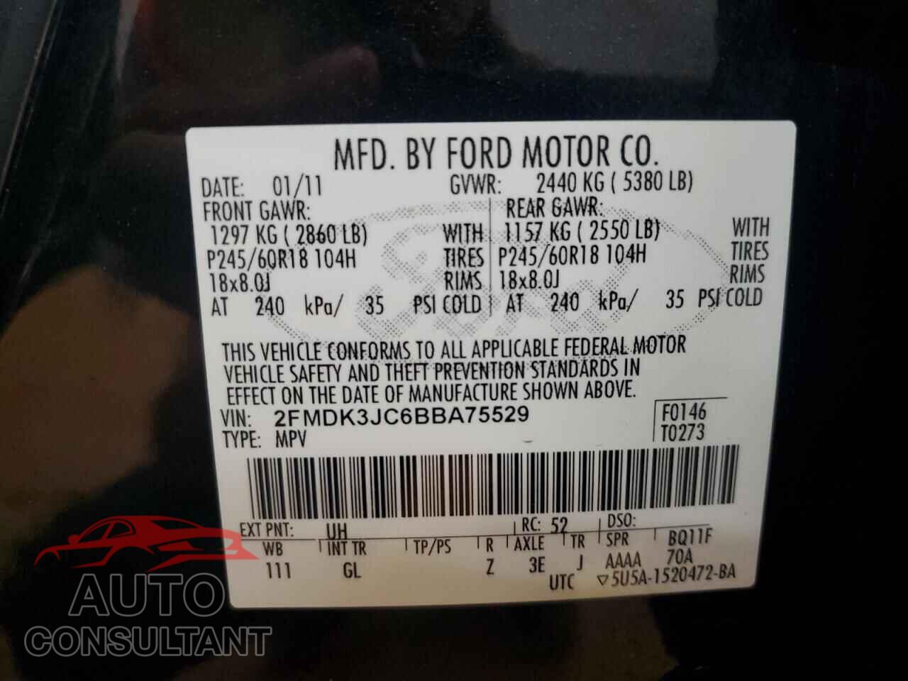 FORD EDGE 2011 - 2FMDK3JC6BBA75529