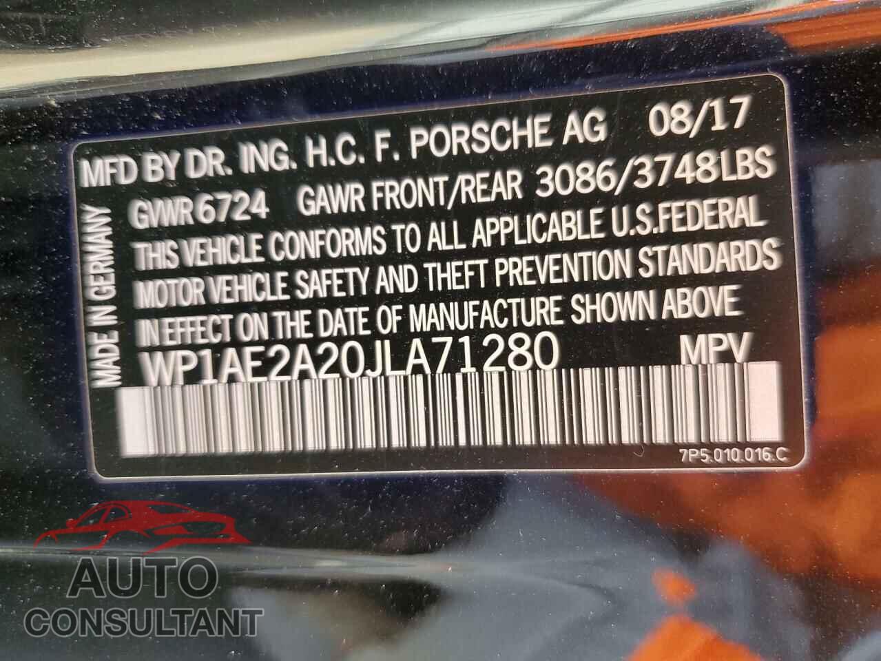 PORSCHE CAYENNE 2018 - WP1AE2A20JLA71280