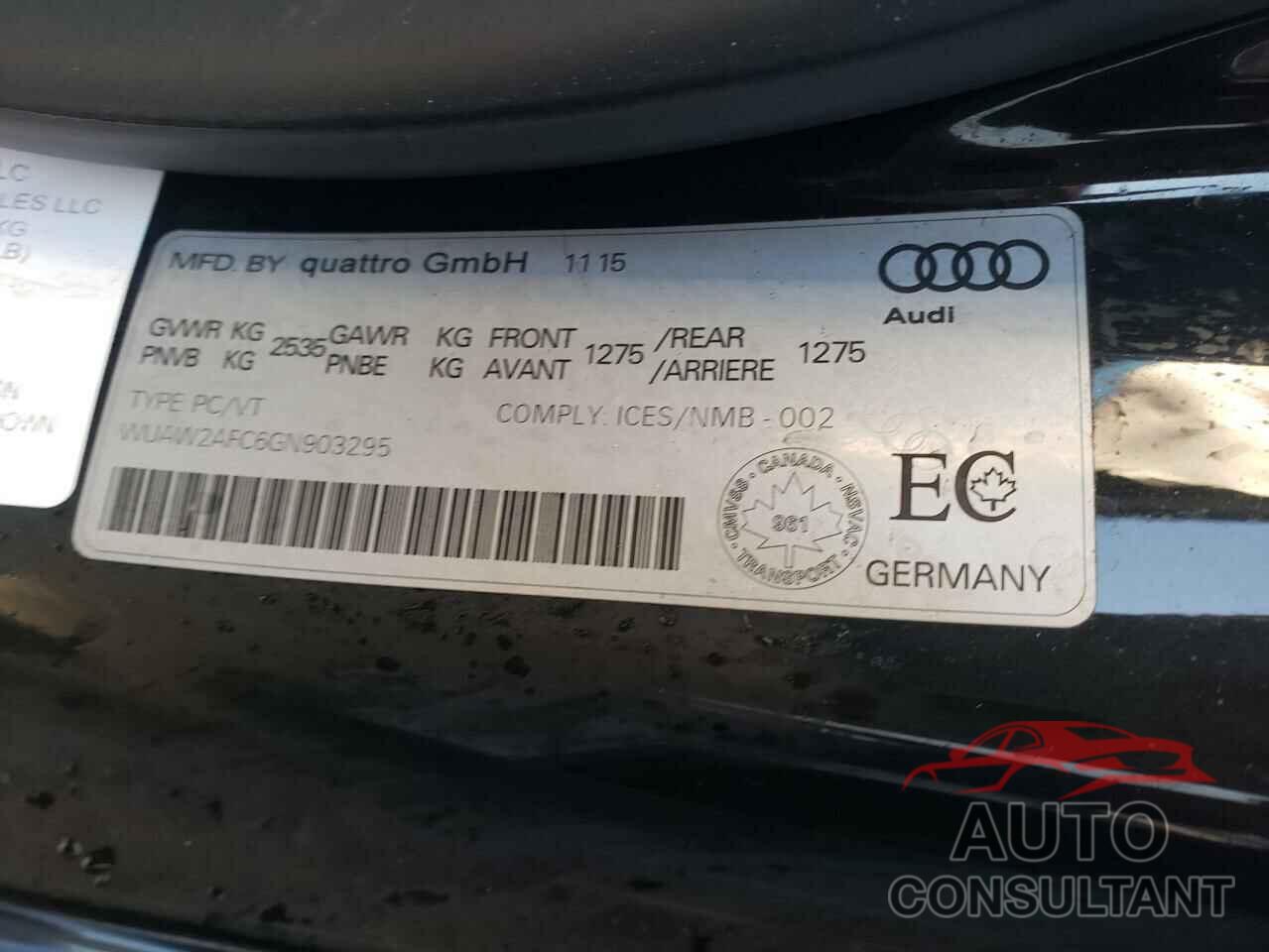 AUDI S7/RS7 2016 - WUAW2AFC6GN903295