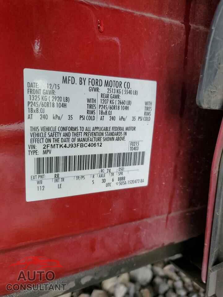FORD EDGE 2015 - 2FMTK4J93FBC40612