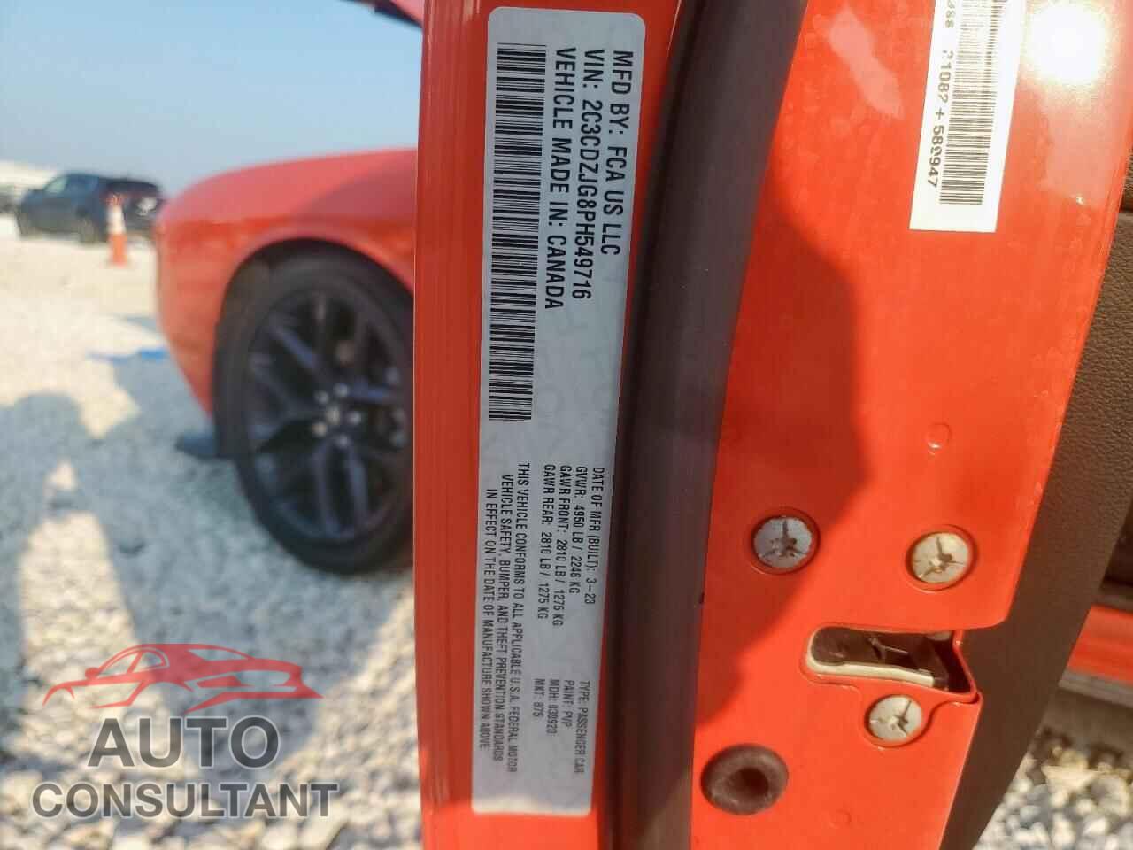 DODGE CHALLENGER 2023 - 2C3CDZJG8PH549716