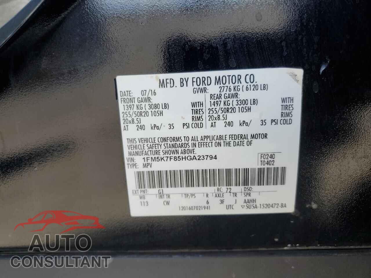 FORD EXPLORER 2017 - 1FM5K7F85HGA23794