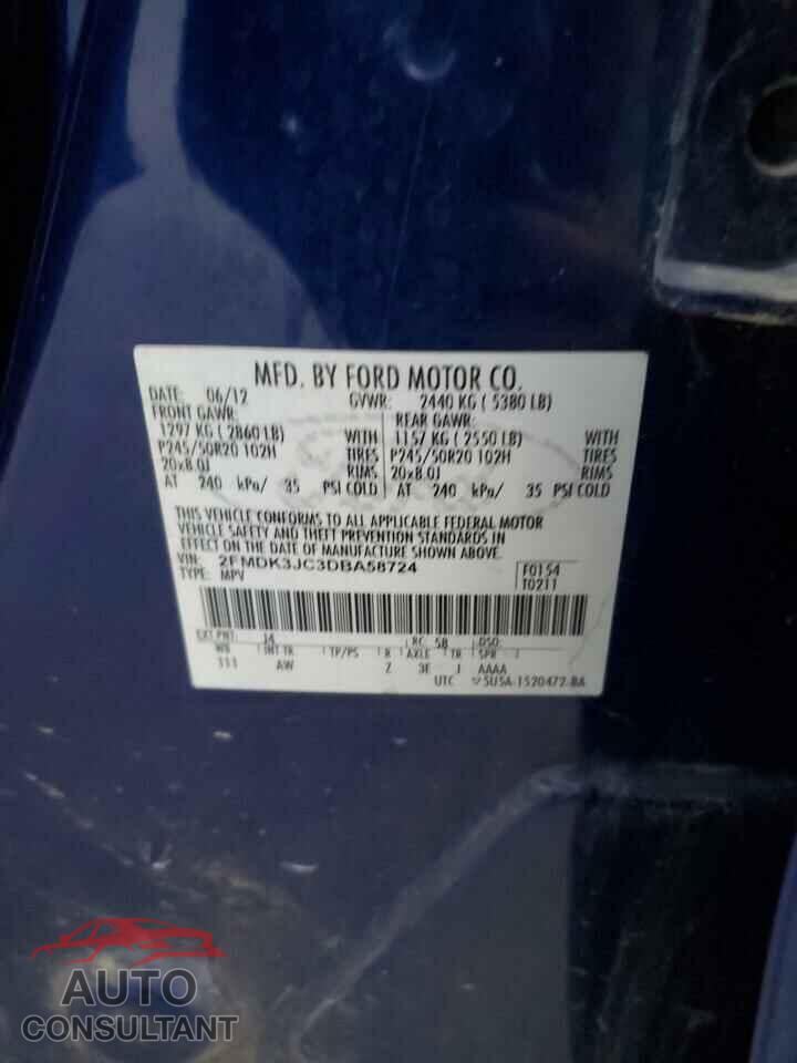 FORD EDGE 2013 - 2FMDK3JC3DBA58724