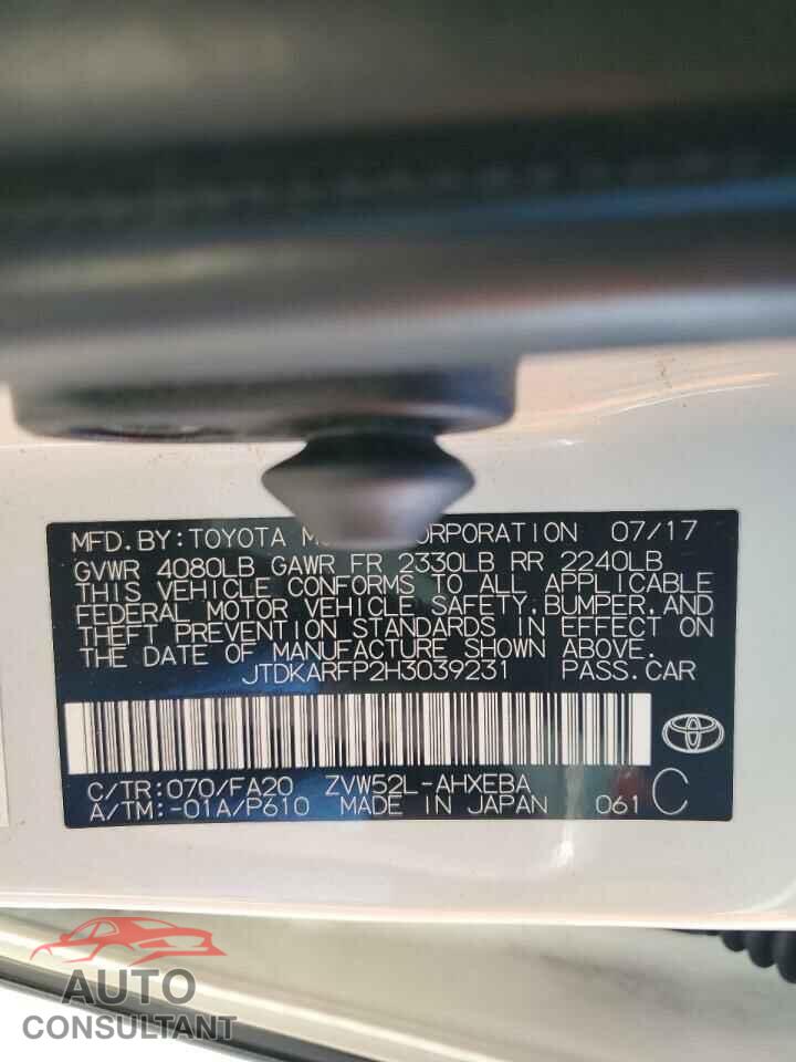 TOYOTA PRIUS 2017 - JTDKARFP2H3039231