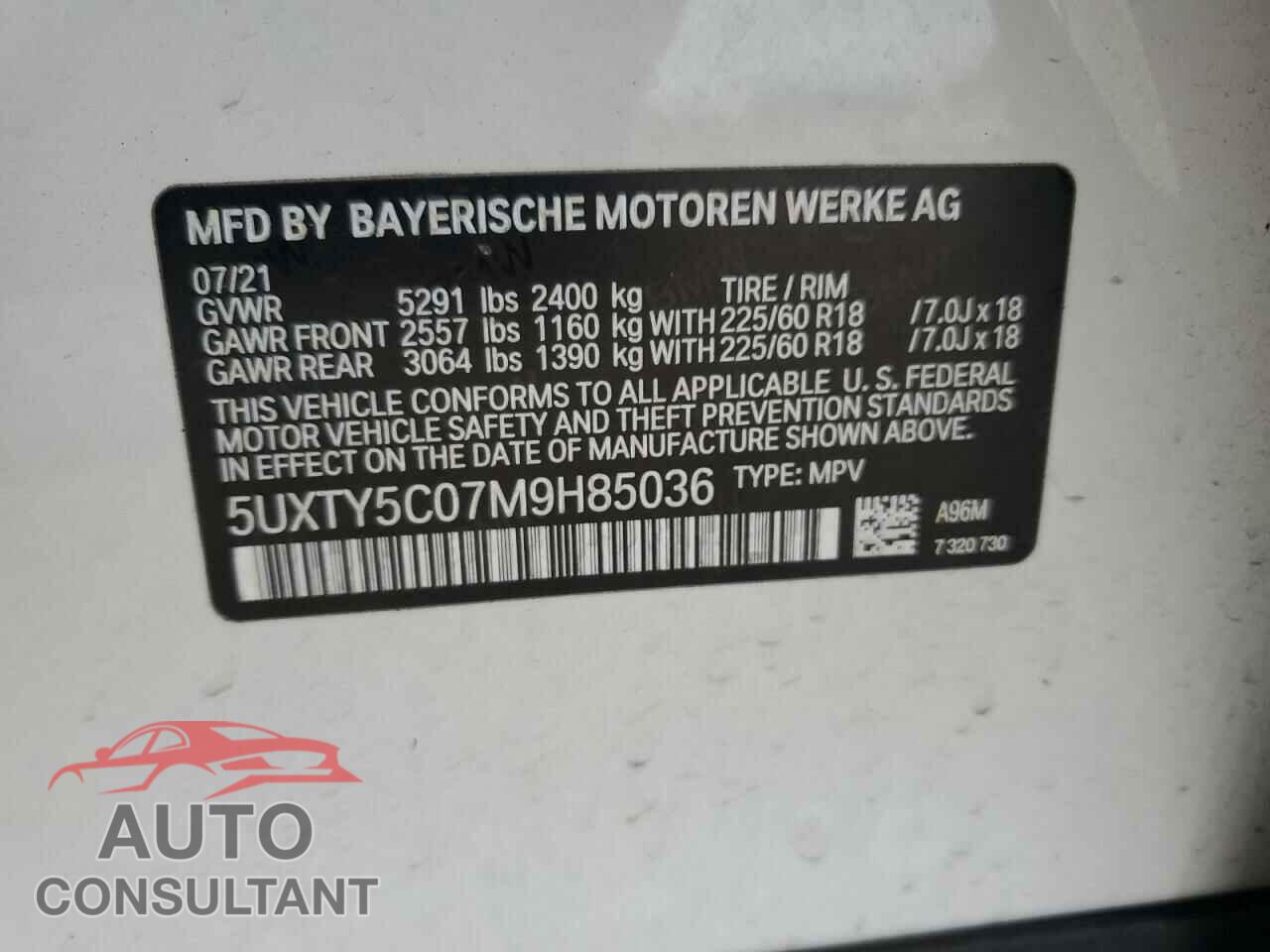 BMW X3 2021 - 5UXTY5C07M9H85036