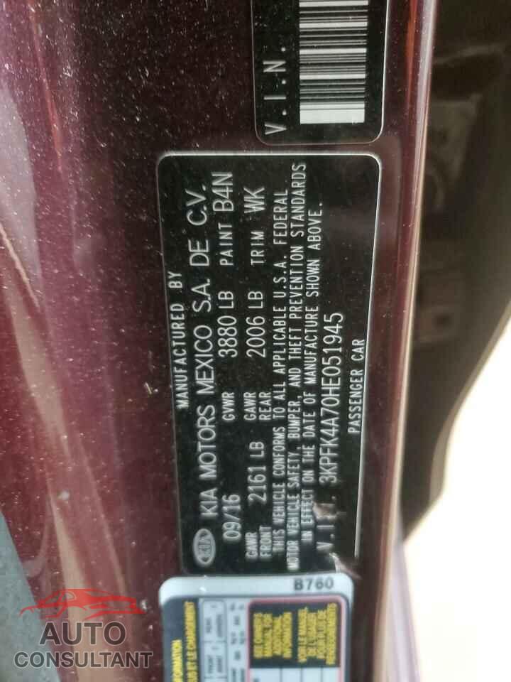 KIA FORTE 2017 - 3KPFK4A70HE051945