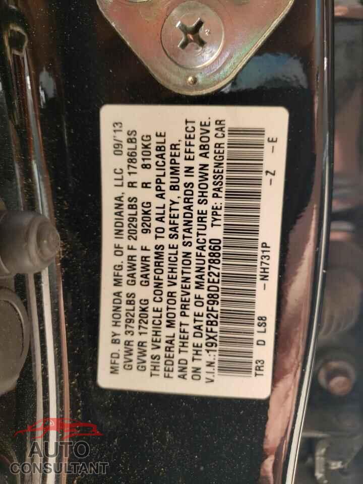 HONDA CIVIC 2013 - 19XFB2F98DE278860