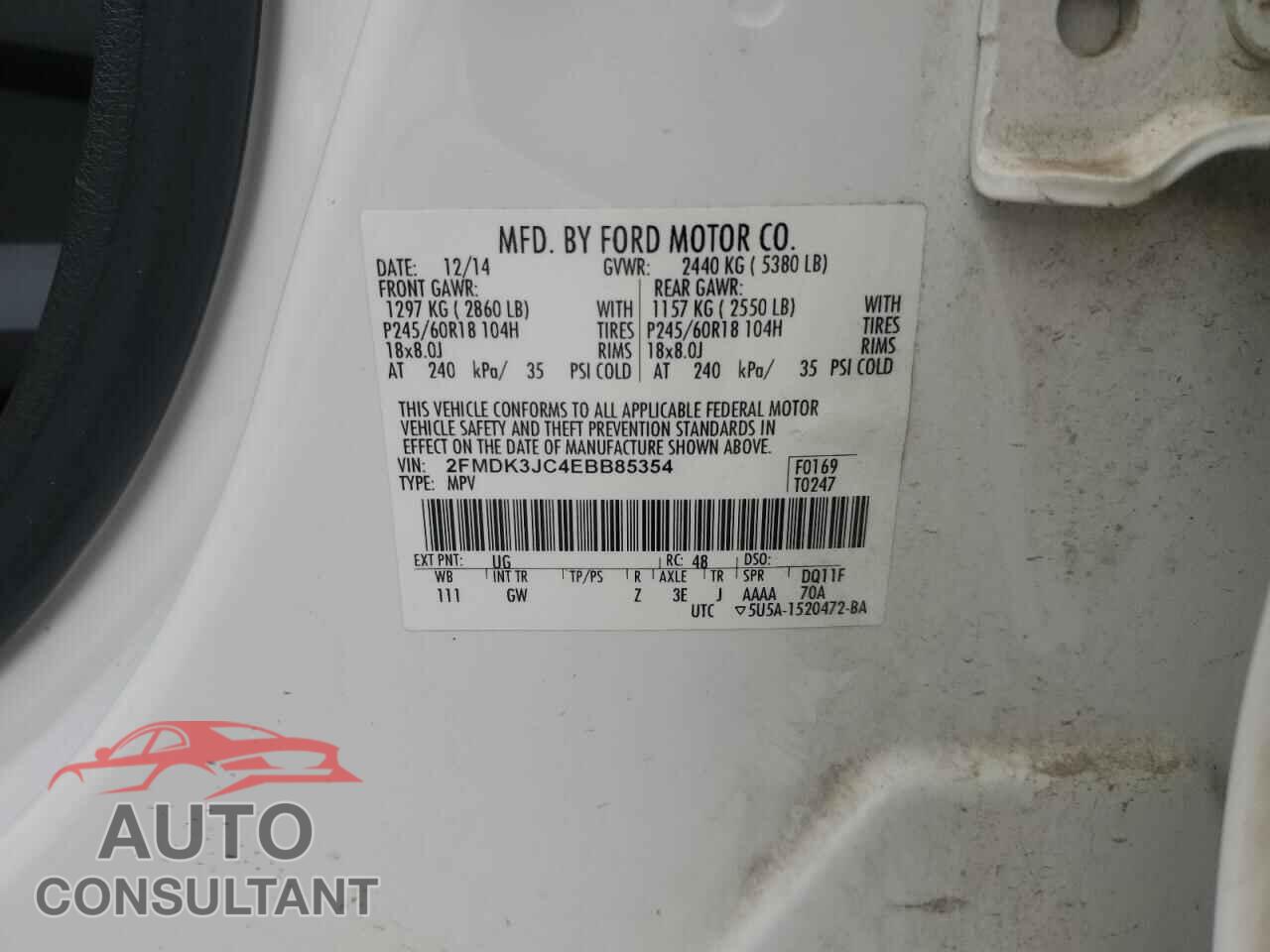 FORD EDGE 2014 - 2FMDK3JC4EBB85354