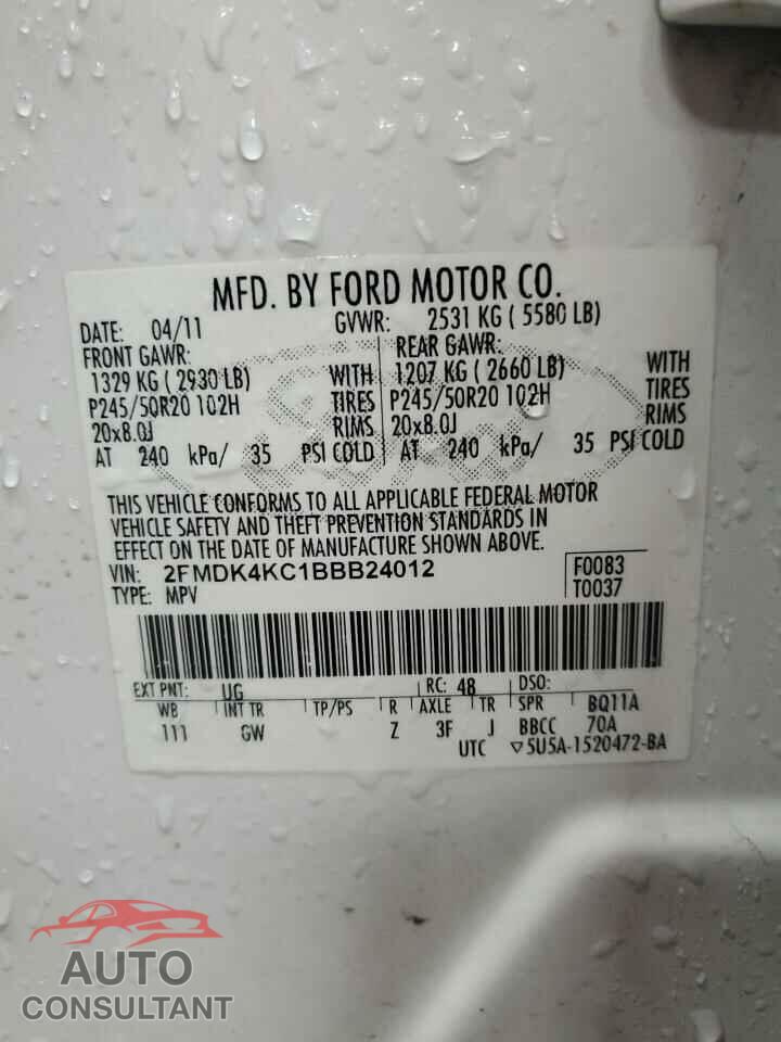 FORD EDGE 2011 - 2FMDK4KC1BBB24012