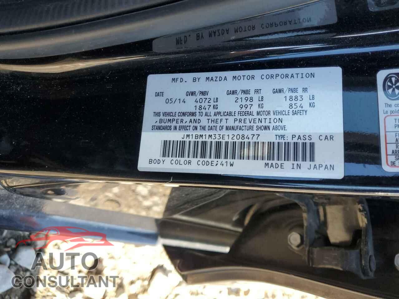 MAZDA 3 2014 - JM1BM1M33E1208477