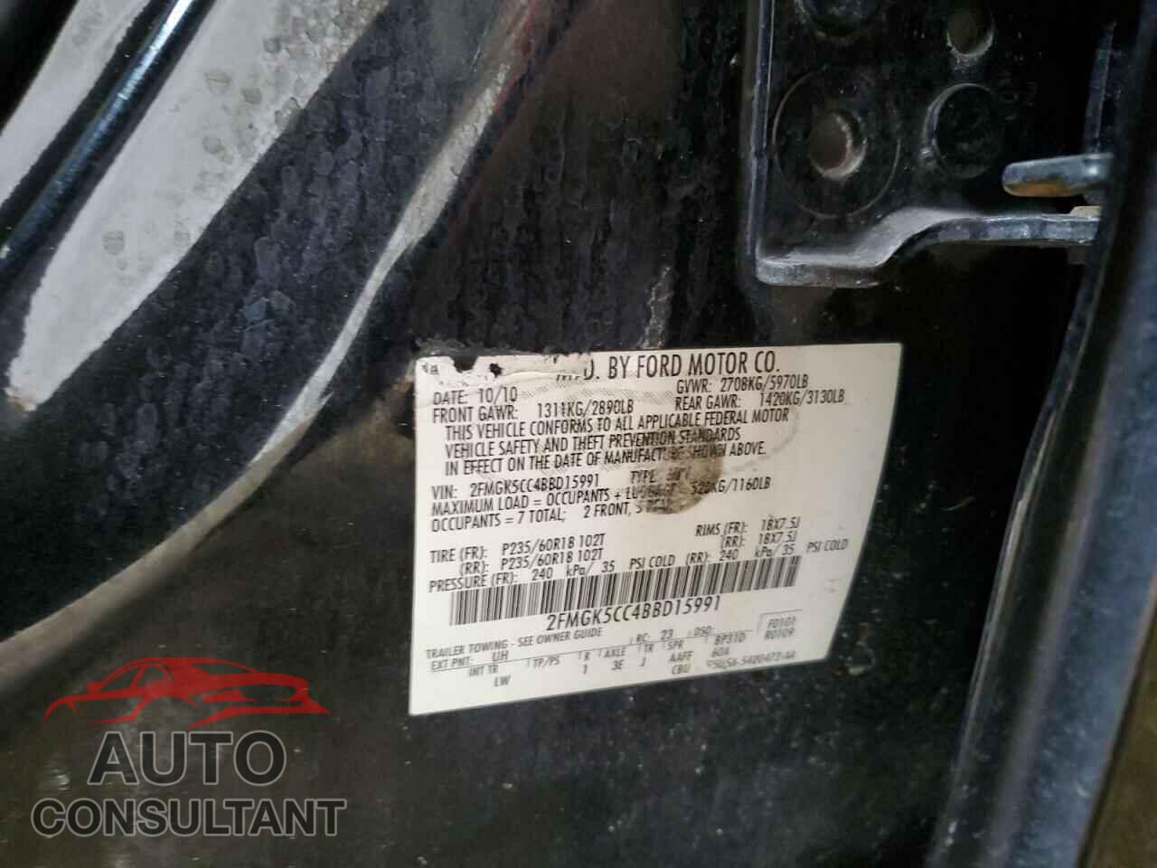 FORD FLEX 2011 - 2FMGK5CC4BBD15991