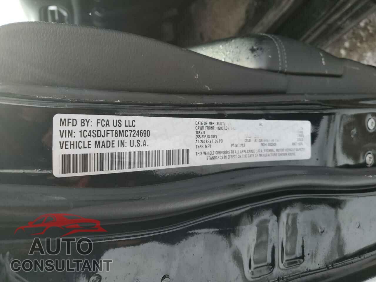 DODGE DURANGO 2021 - 1C4SDJFT8MC724690