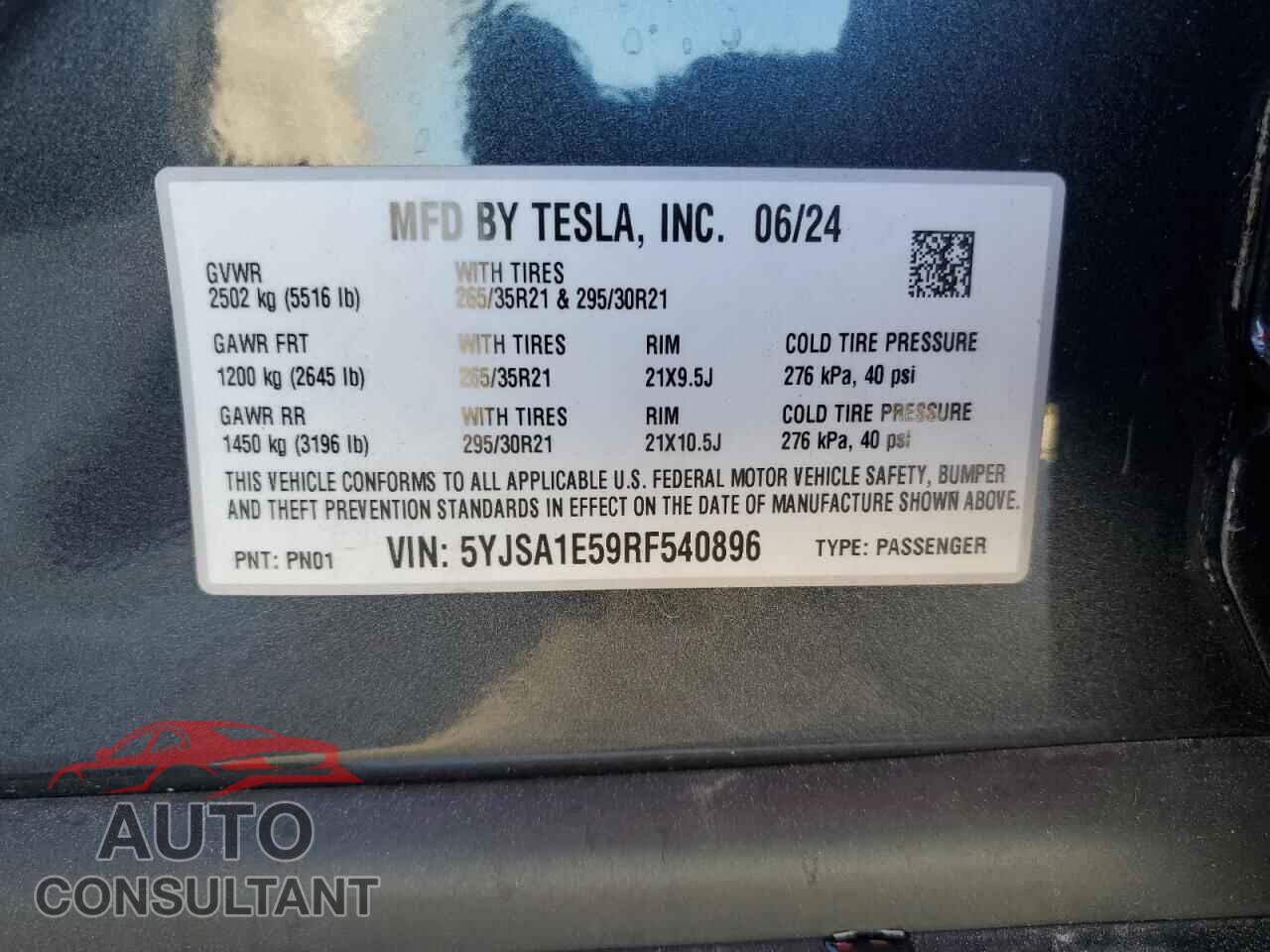 TESLA MODEL S 2024 - 5YJSA1E59RF540896