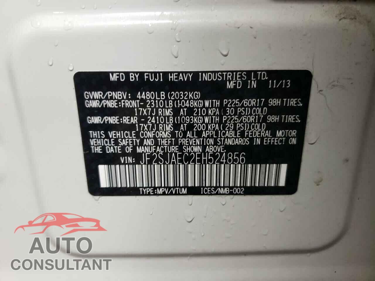 SUBARU FORESTER 2014 - JF2SJAEC2EH524856
