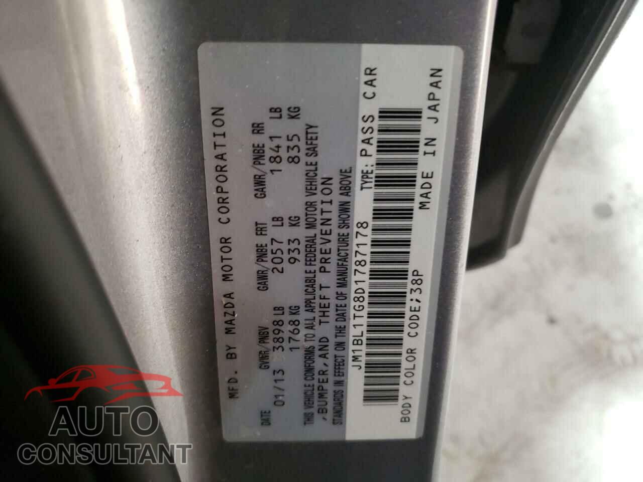 MAZDA 3 2013 - JM1BL1TG8D1787178