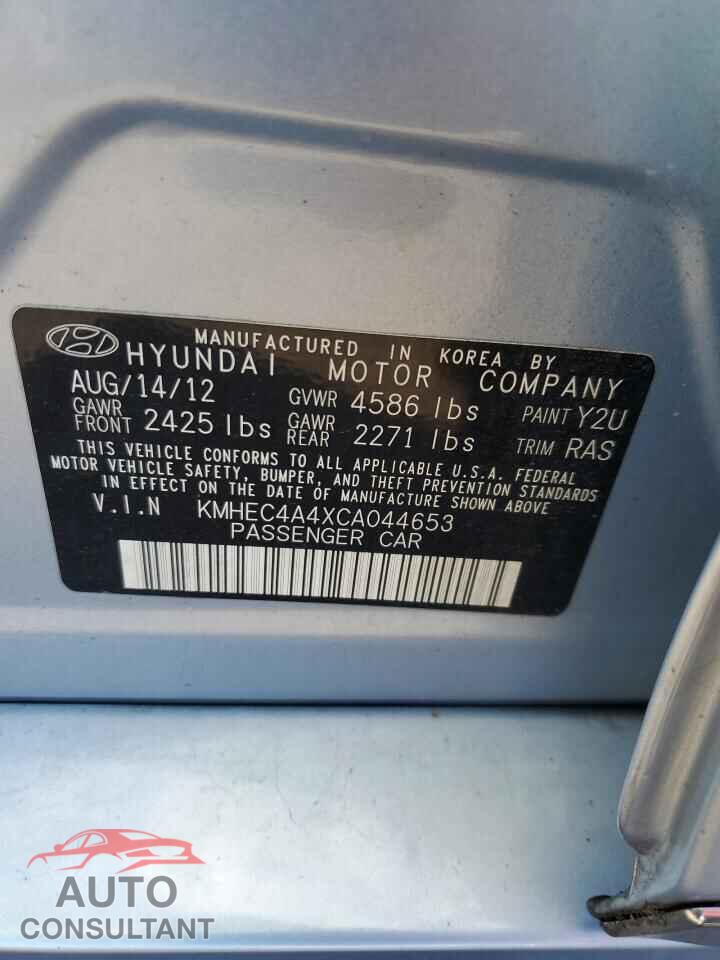 HYUNDAI SONATA 2012 - KMHEC4A4XCA044653