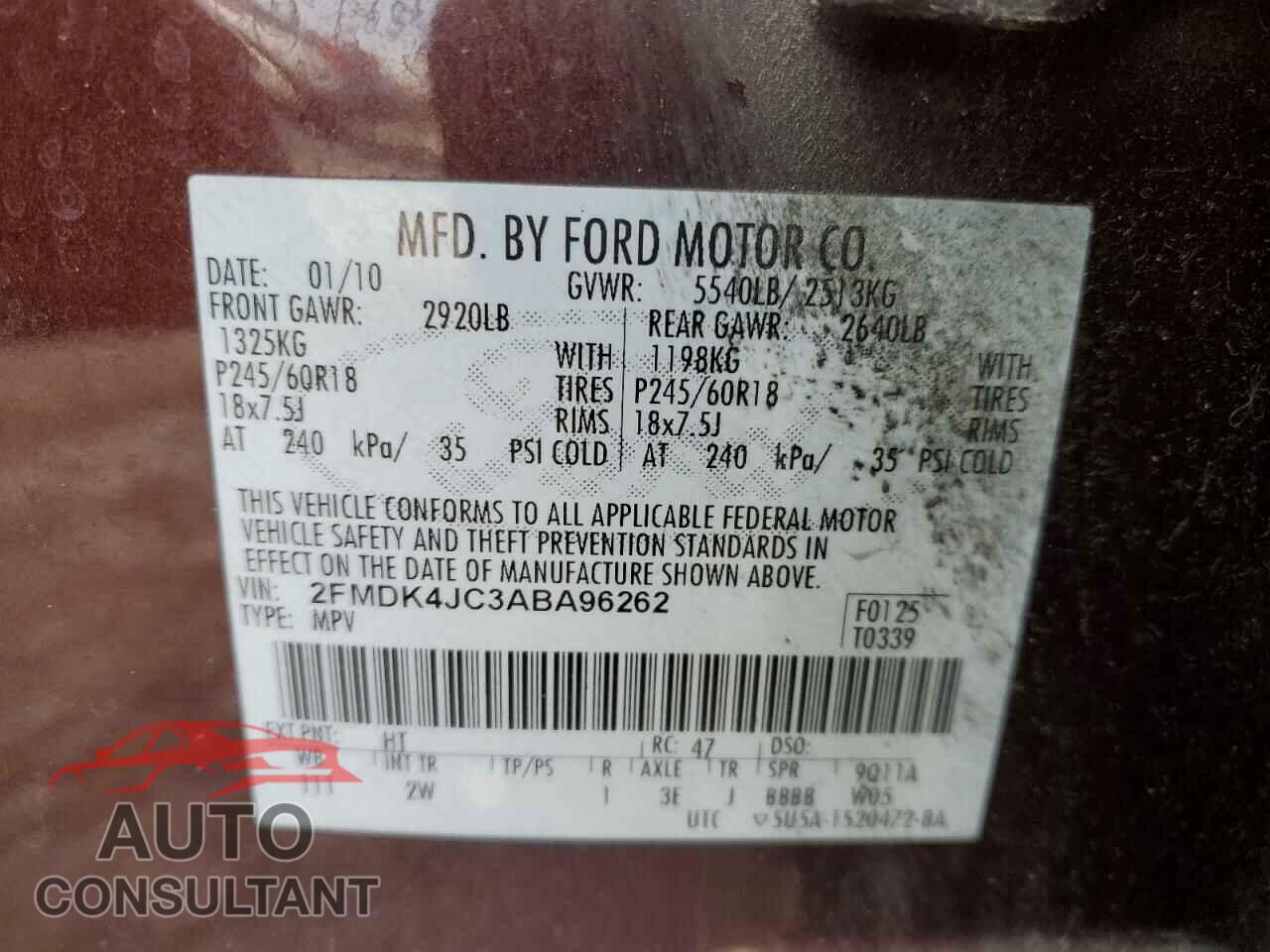 FORD EDGE 2010 - 2FMDK4JC3ABA96262