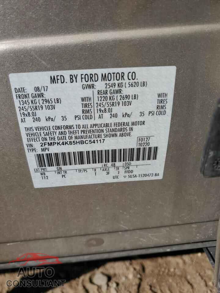 FORD EDGE 2017 - 2FMPK4K85HBC54117