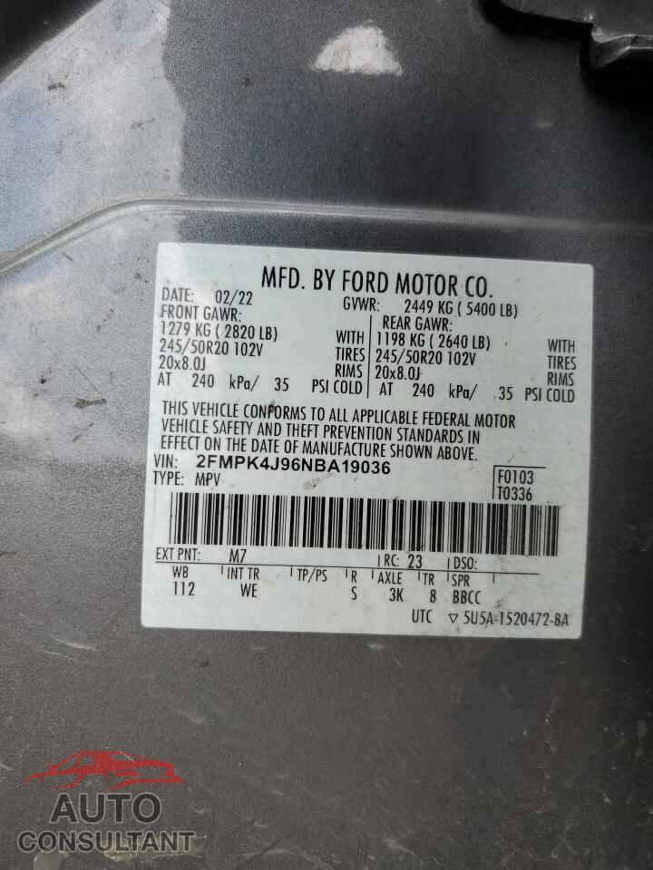 FORD EDGE 2022 - 2FMPK4J96NBA19036