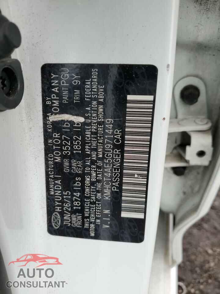 HYUNDAI ACCENT 2016 - KMHCT4AE5GU971449