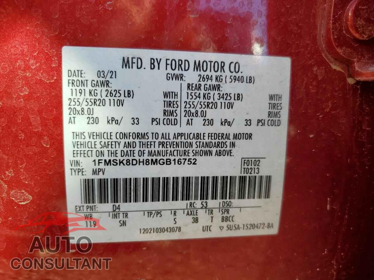 FORD EXPLORER 2021 - 1FMSK8DH8MGB16752