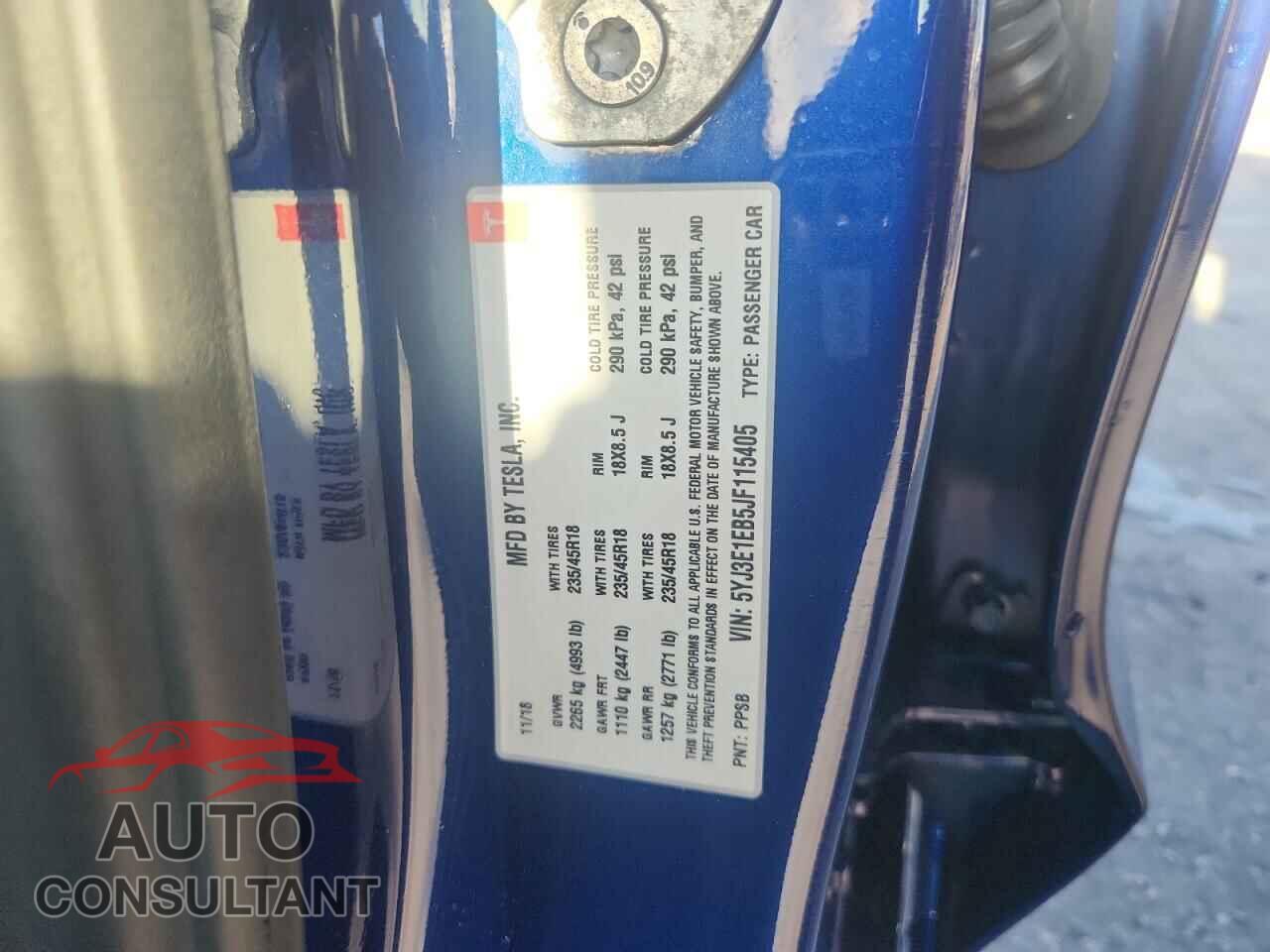 TESLA MODEL 3 2018 - 5YJ3E1EB5JF115405