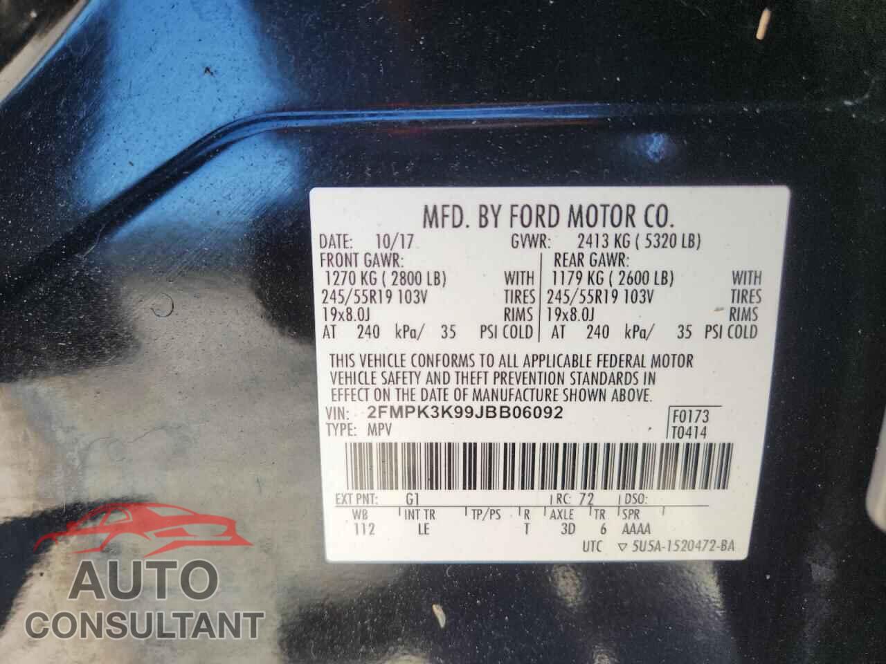 FORD EDGE 2018 - 2FMPK3K99JBB06092