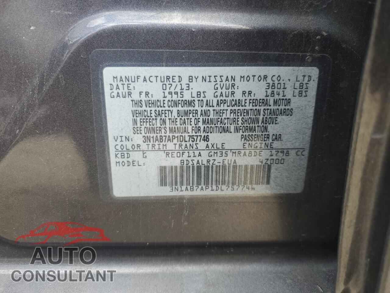 NISSAN SENTRA 2013 - 3N1AB7AP1DL757746