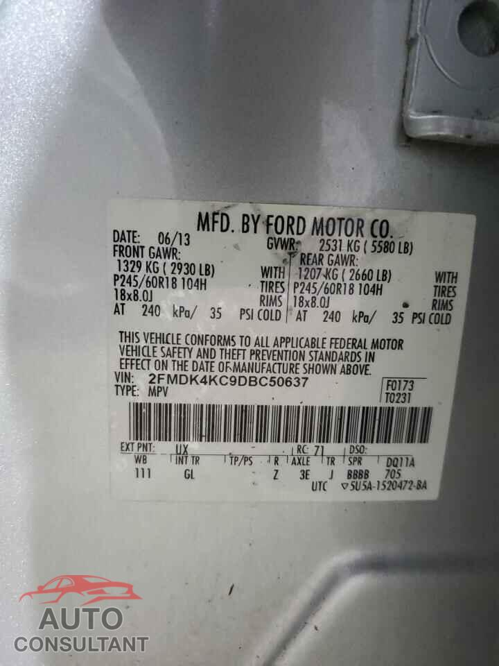 FORD EDGE 2013 - 2FMDK4KC9DBC50637