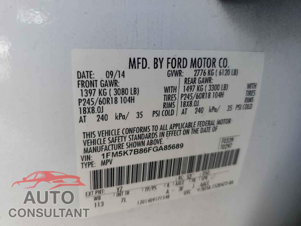 FORD EXPLORER 2015 - 1FM5K7B86FGA85689