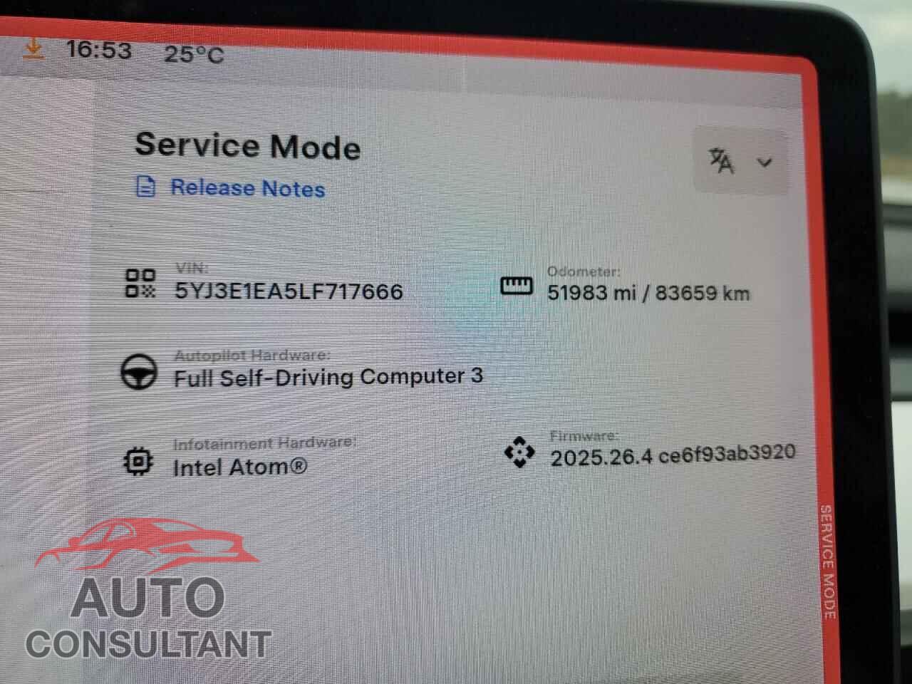 TESLA MODEL 3 2020 - 5YJ3E1EA5LF717666