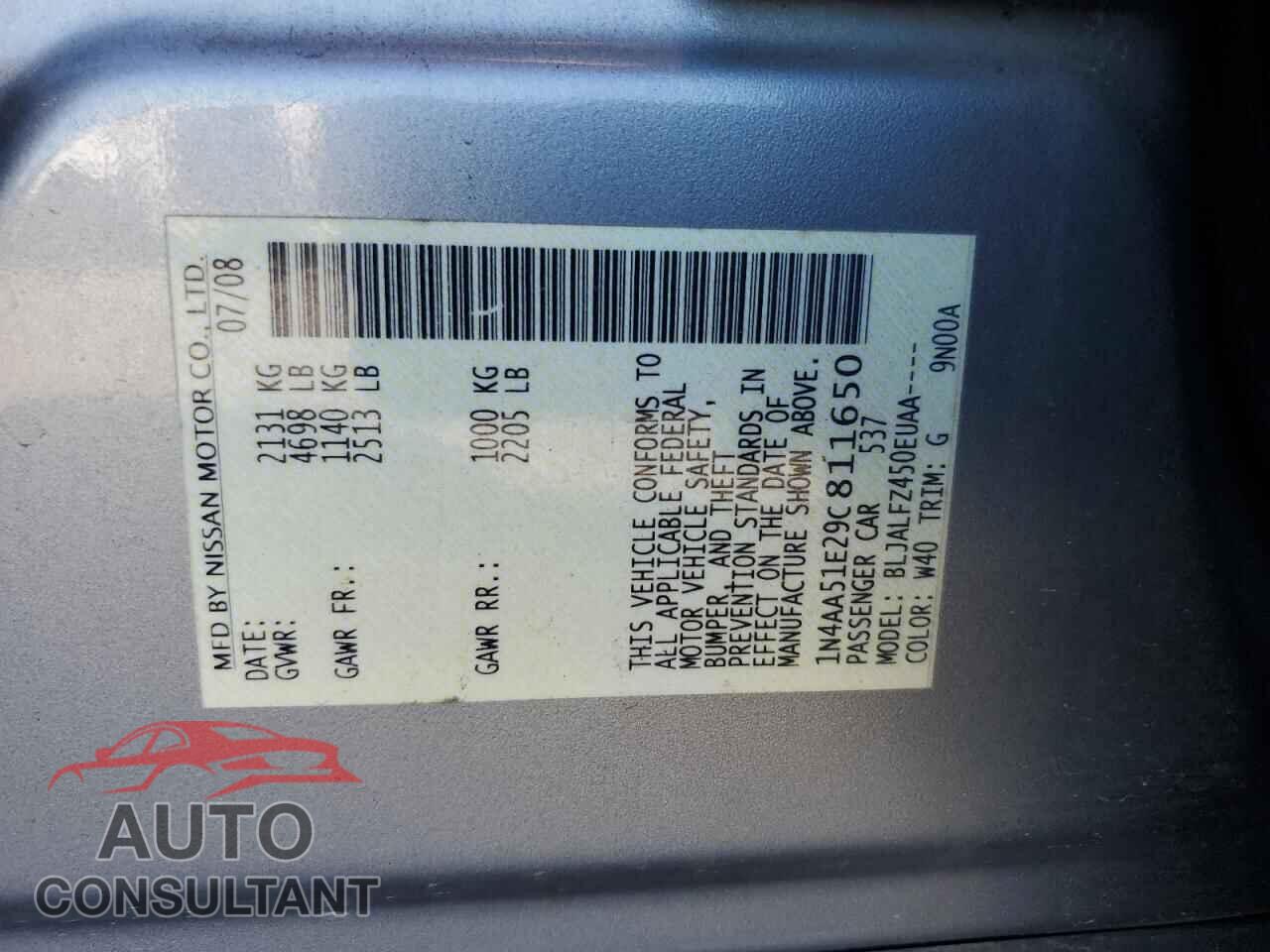 NISSAN MAXIMA 2009 - 1N4AA51E29C811650