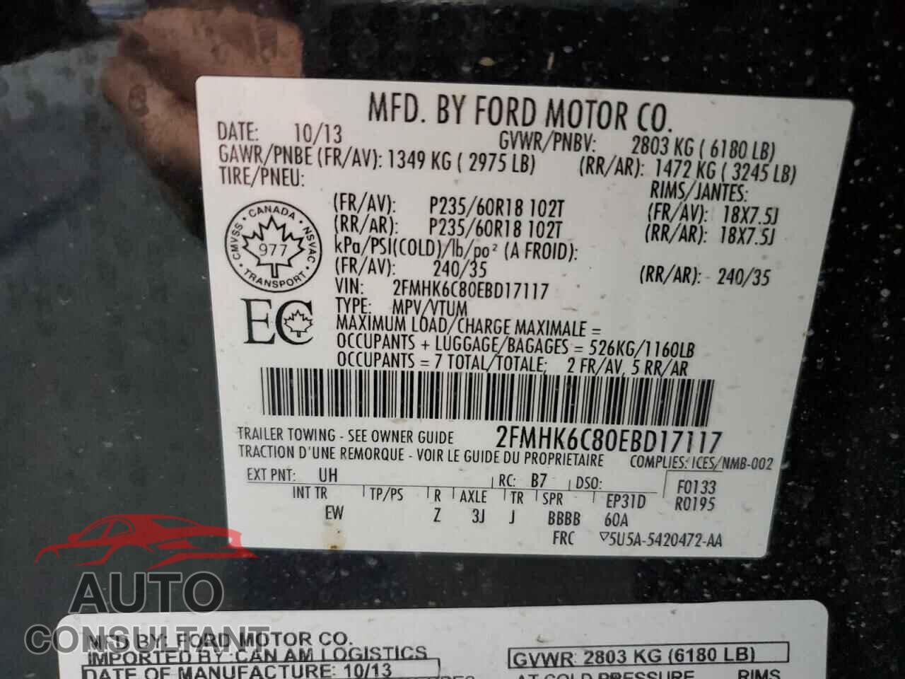 FORD FLEX 2014 - 2FMHK6C80EBD17117