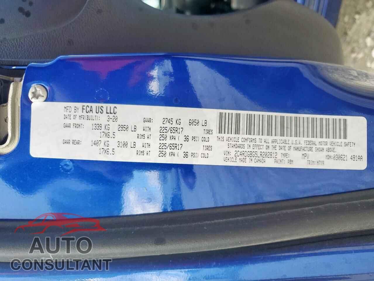 DODGE CARAVAN 2020 - 2C4RDGBG5LR202812