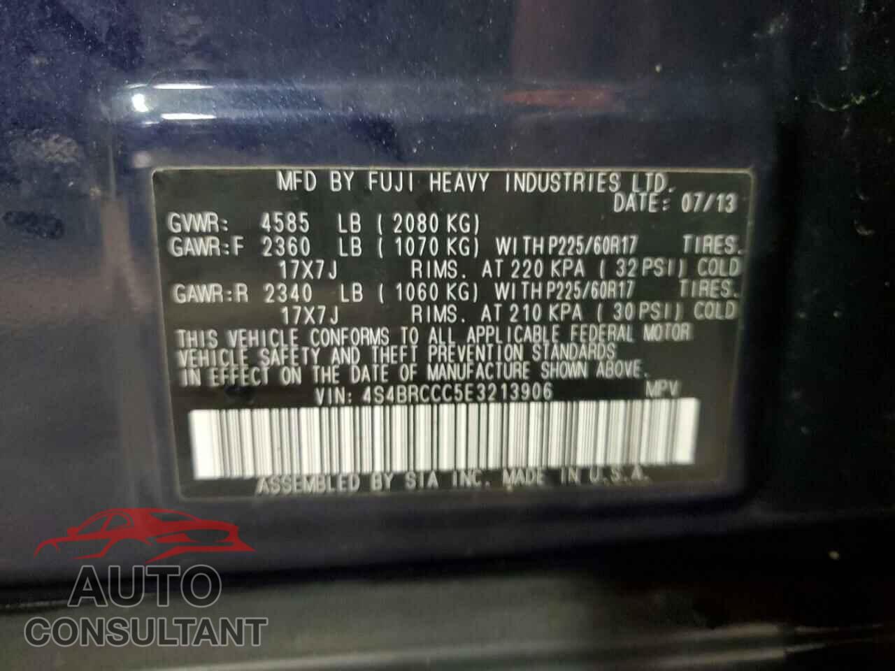 SUBARU OUTBACK 2014 - 4S4BRCCC5E3213906