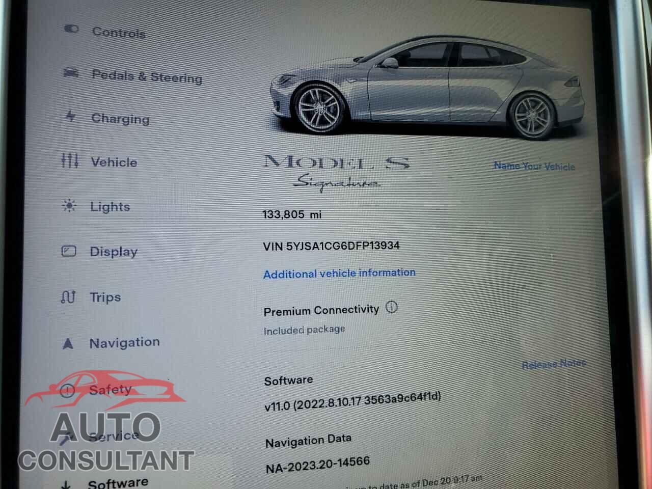 TESLA MODEL S 2013 - 5YJSA1CG6DFP13934