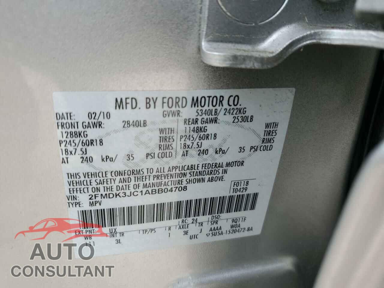 FORD EDGE 2010 - 2FMDK3JC1ABB04708