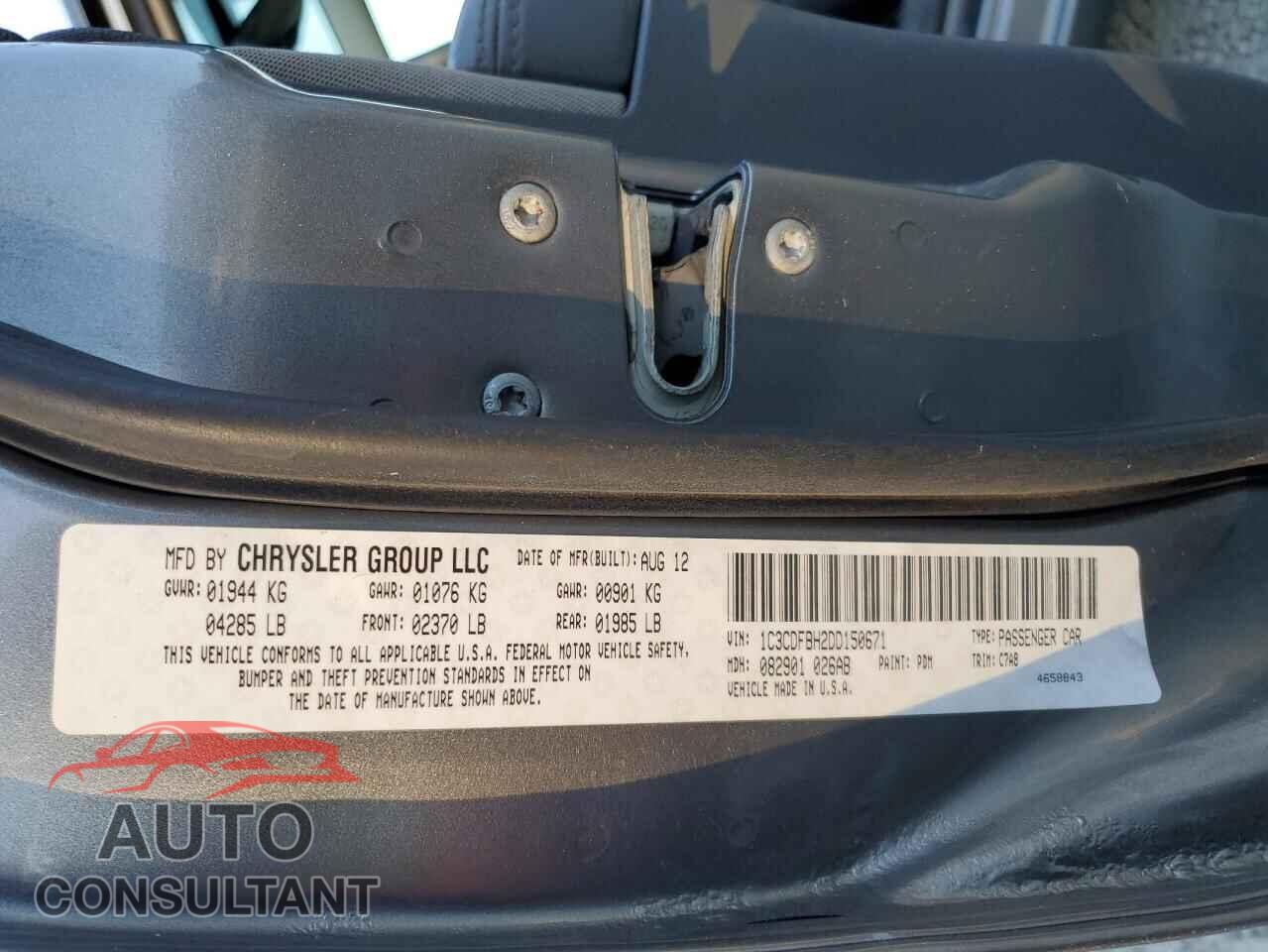 DODGE DART 2013 - 1C3CDFBH2DD150671