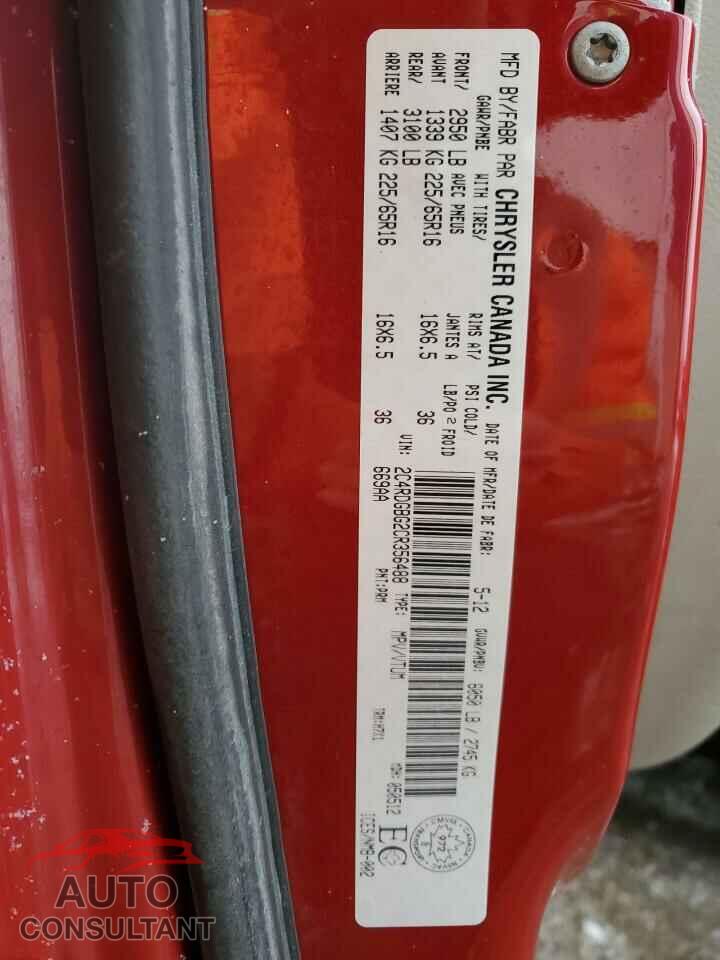 DODGE CARAVAN 2012 - 2C4RDGBG2CR356488