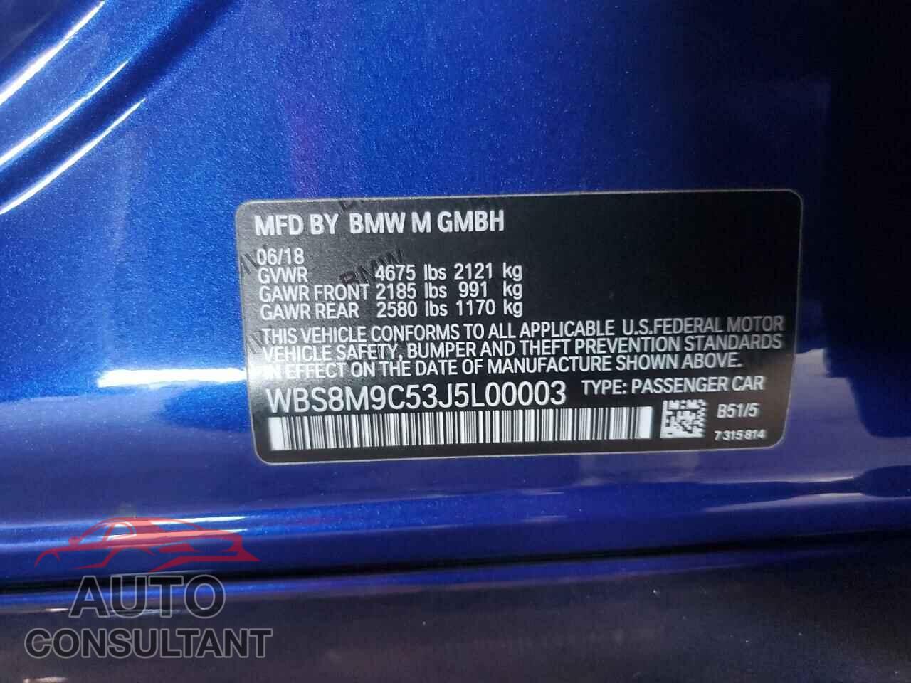 BMW M3 2018 - WBS8M9C53J5L00003