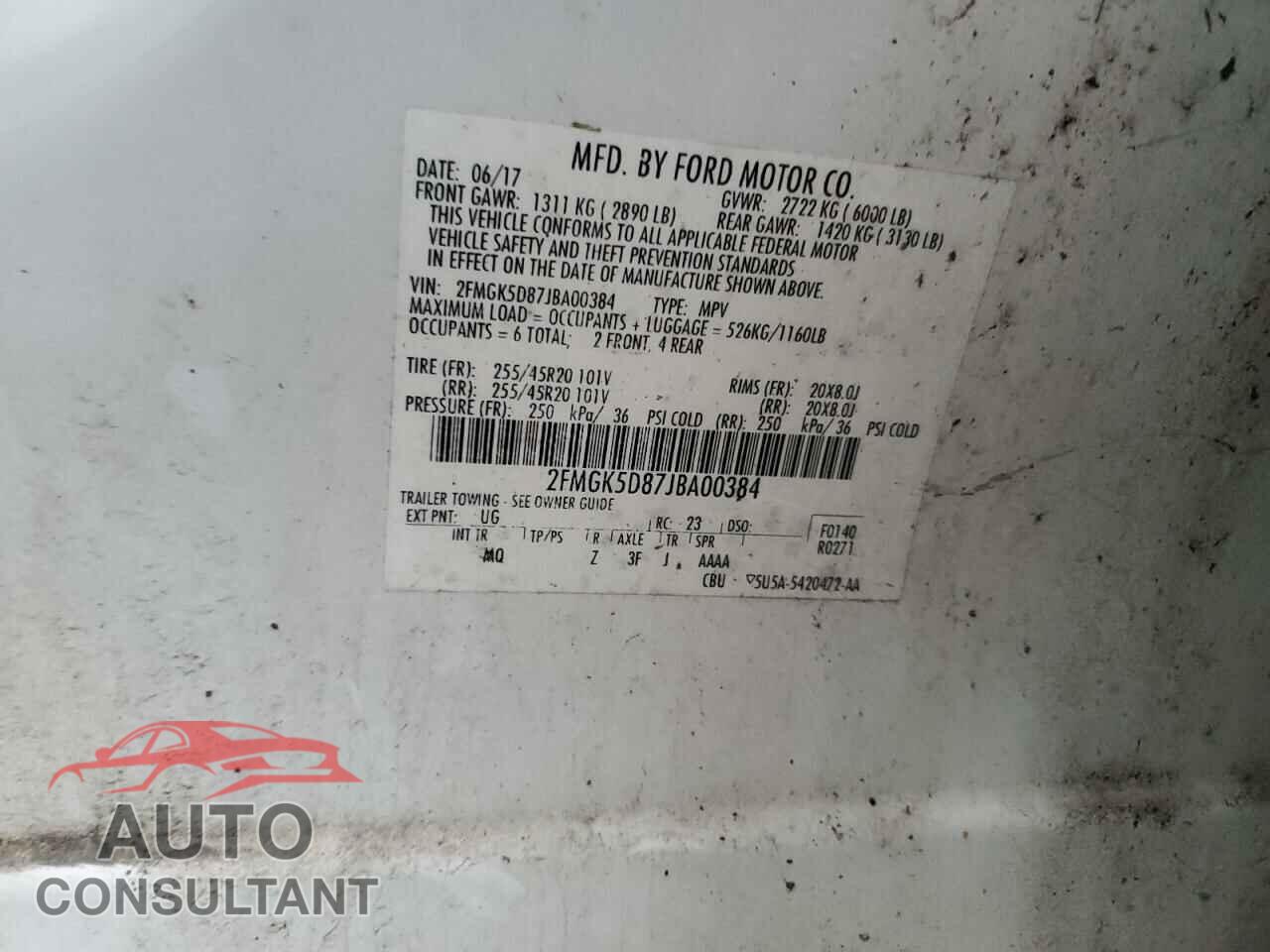 FORD FLEX 2018 - 2FMGK5D87JBA00384