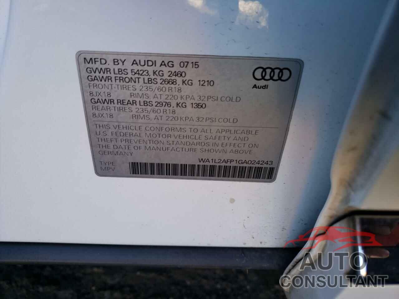 AUDI Q5 2016 - WA1L2AFP1GA024243