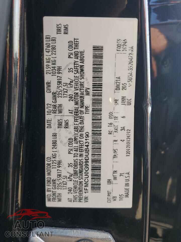 FORD ESCAPE 2013 - 1FMCU0G99DUB43190