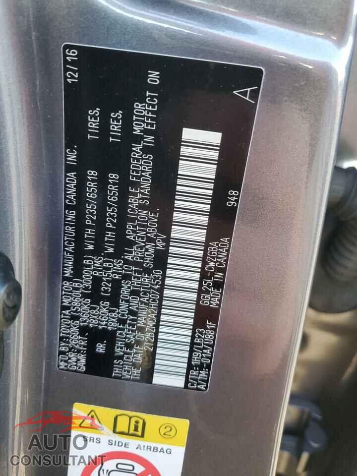LEXUS RX350 2017 - 2T2BZMCA2HC074530