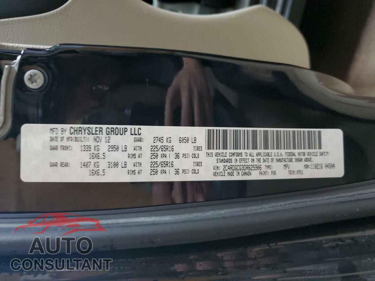 DODGE CARAVAN 2013 - 2C4RDGCG3DR625906