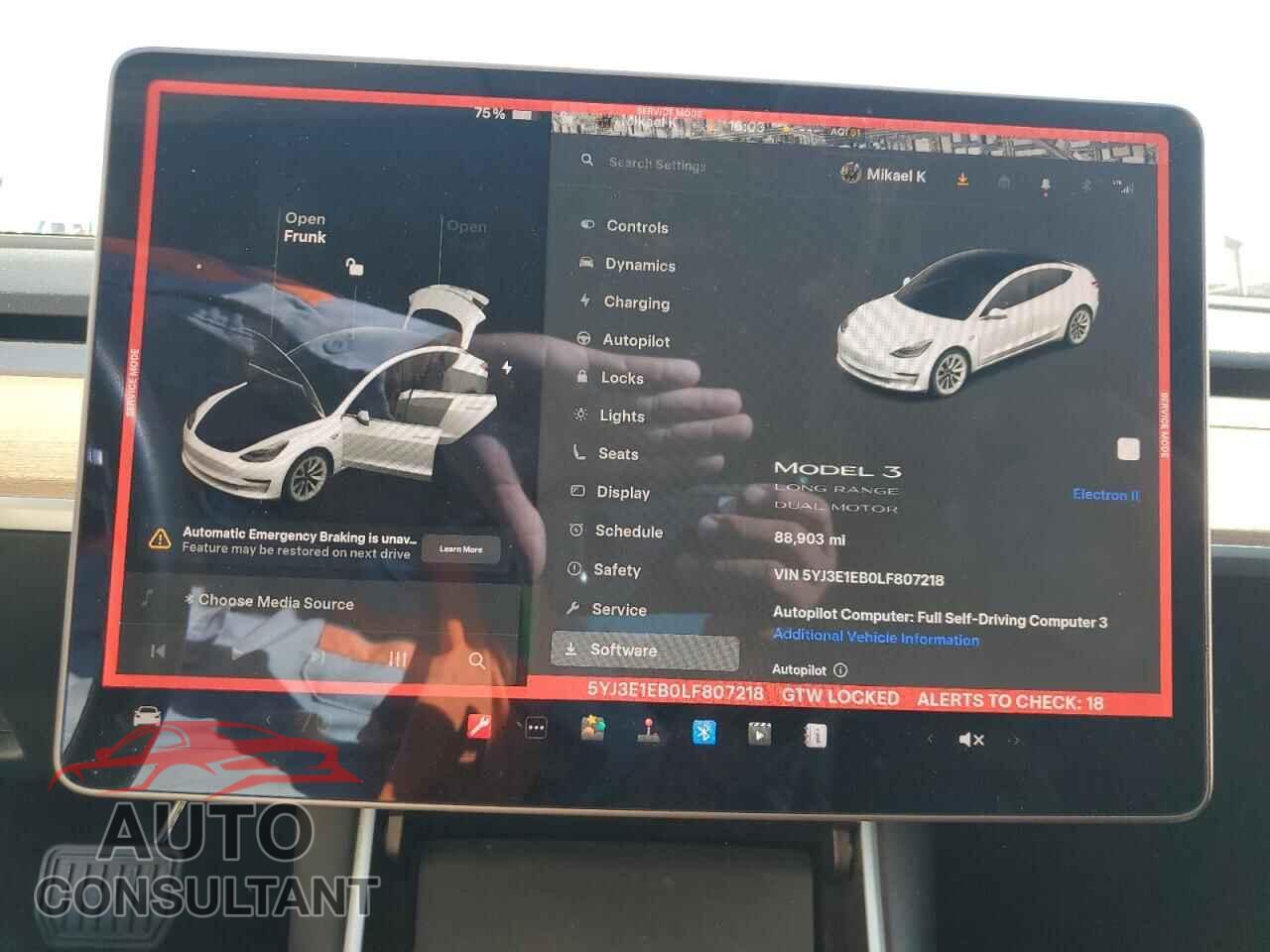 TESLA MODEL 3 2020 - 5YJ3E1EB0LF807218