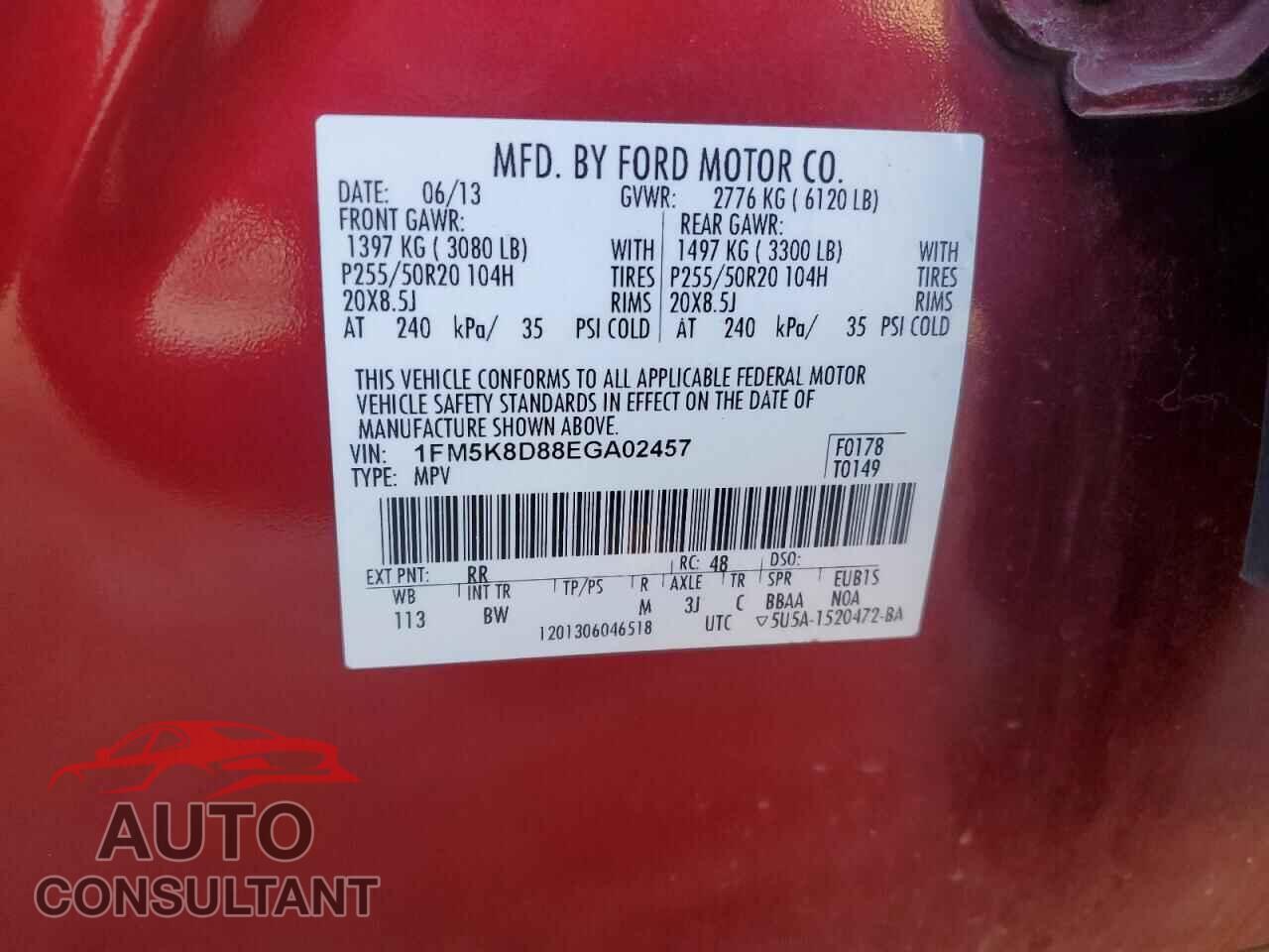 FORD EXPLORER 2014 - 1FM5K8D88EGA02457